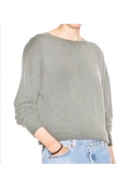 Aritzia Community Cashmere Blend  Sweater Ribbed Dolman Sleeve Grey Size Small